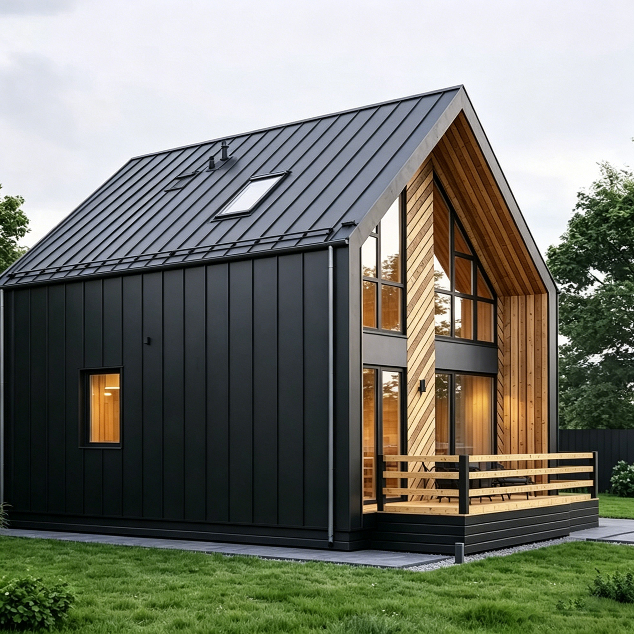 Modern a Frame Tiny House SIPs Prefabricated Cabin Modular Home Garden Room Garden Suite ADU Backyard Office Living Space