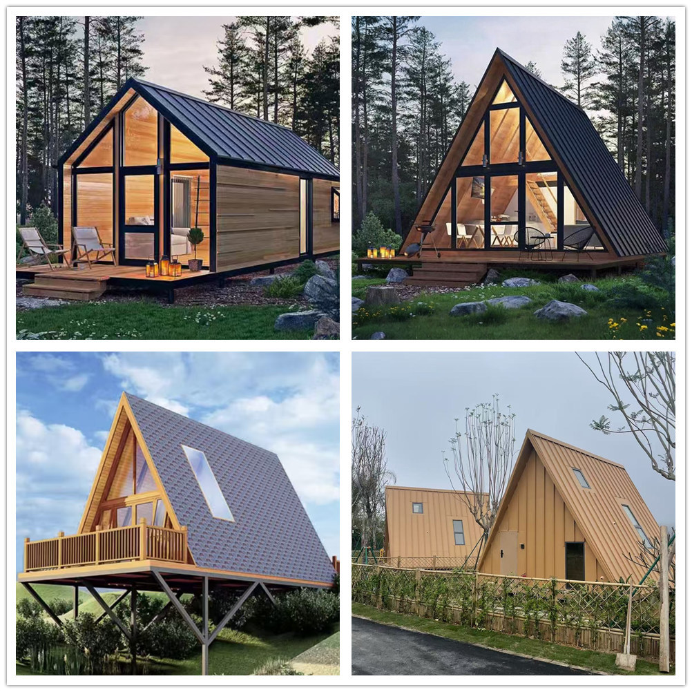 Prefabricated Triangle House a Frame Cabin Modern Wooden House Prefab Home for Garden Backyard Vacation Resort.