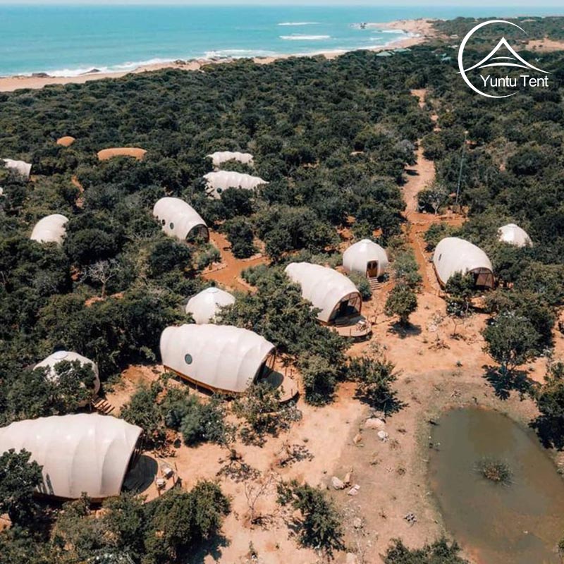 Tropics Heavy-Duty Luxury PVDF House Prefabricated Buildings Glamping Pod Tent with Bathroom Outdoor Waterproof
