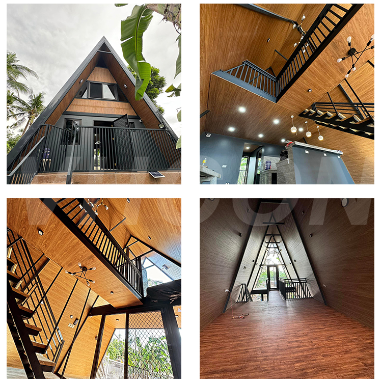 Luxury Structure Faster Construction Speed Tiny House for Two Persons Prefab Villa A-Frame Prefabricated Home