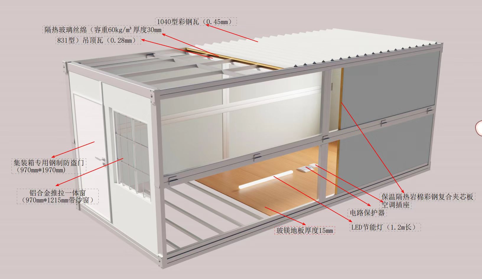 Customizable Breathable Flat Pack Container Room Quick Setup Prefab Modular House Hotel Office Shop Mall Outdoor 10mm Thick