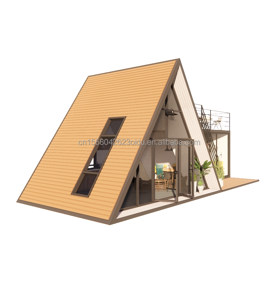 Luxury Modern A-Frame Low-rise Villa Heat-Insulated Modular Prefab Tiny Triangle House for Apartment or Prefab Cottage