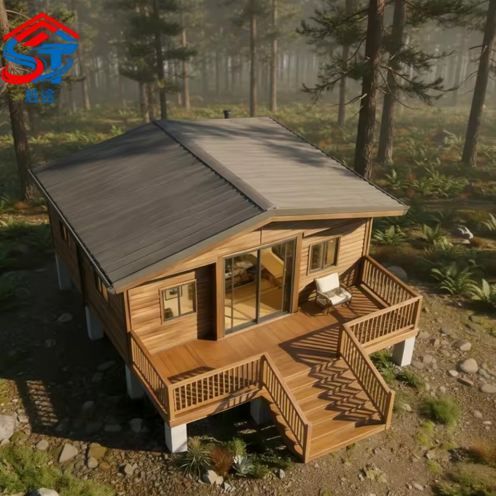 Wood Grain Cabin Exterior View