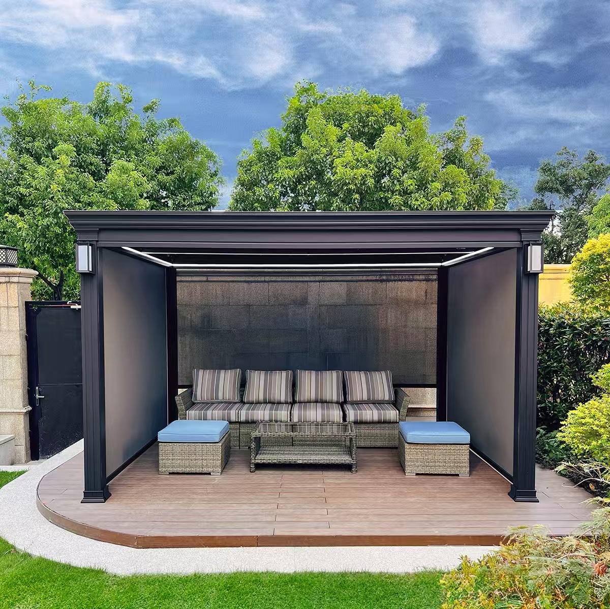 3X3 3X4 4X4 6X4m Modern Outdoor Aluminum Pergola Motorized Glass House Winter Garden Sunroom Easy Install High Light