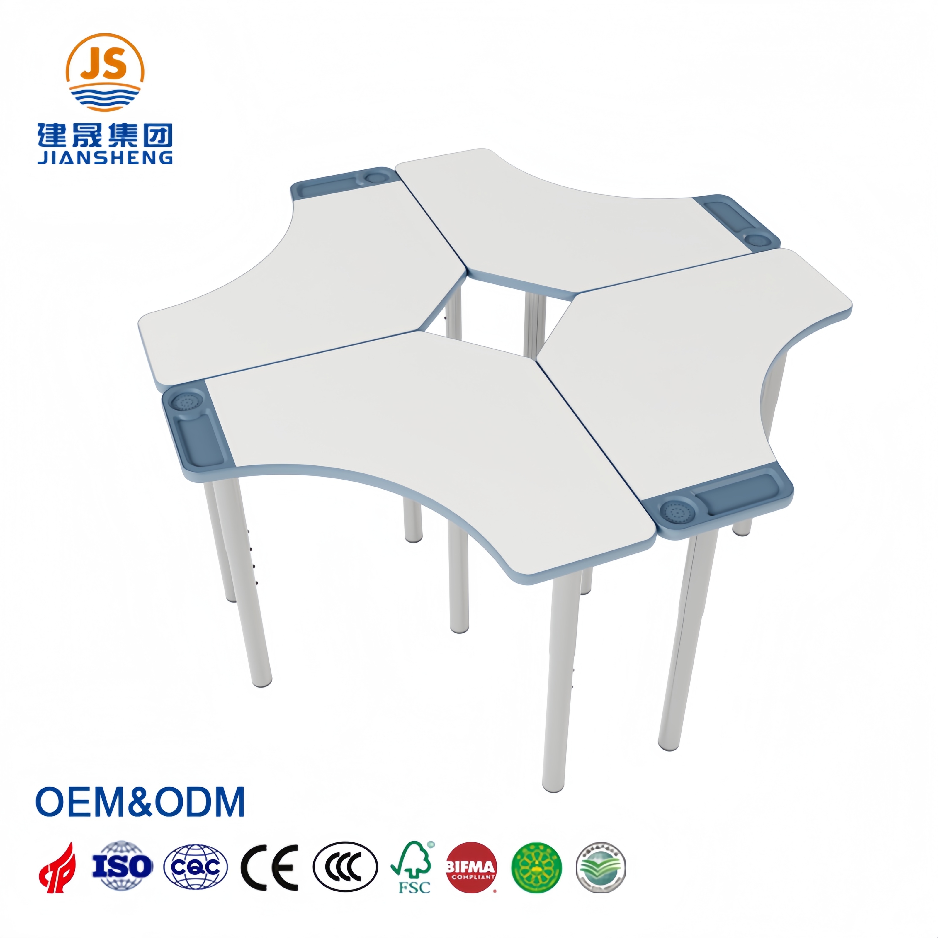Modern Collaborative Active Learning Modular Hexagonal Height Adjustable Primary High School Classroom Furniture Set