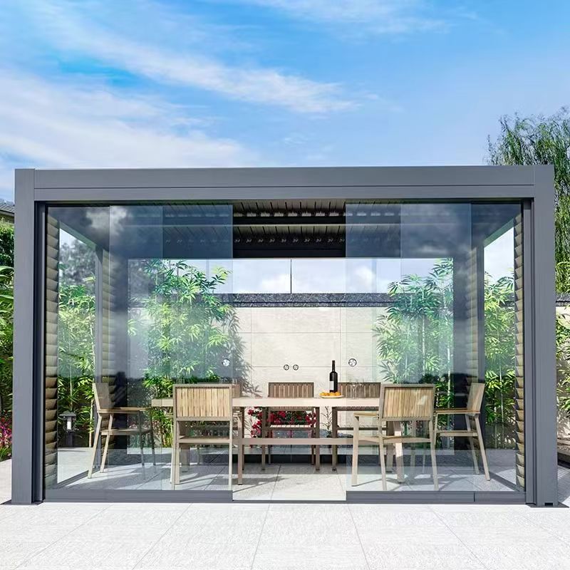 3X3 3X4 4X4 6X4m Modern Outdoor Aluminum Pergola Motorized Glass House Winter Garden Sunroom Easy Install High Light
