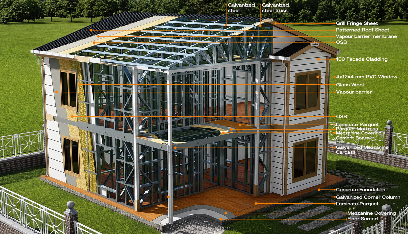 Modern Prefabricated Light Steel Villa Modular Luxury Home For Medium Income Hotel &amp; Living Room Projects