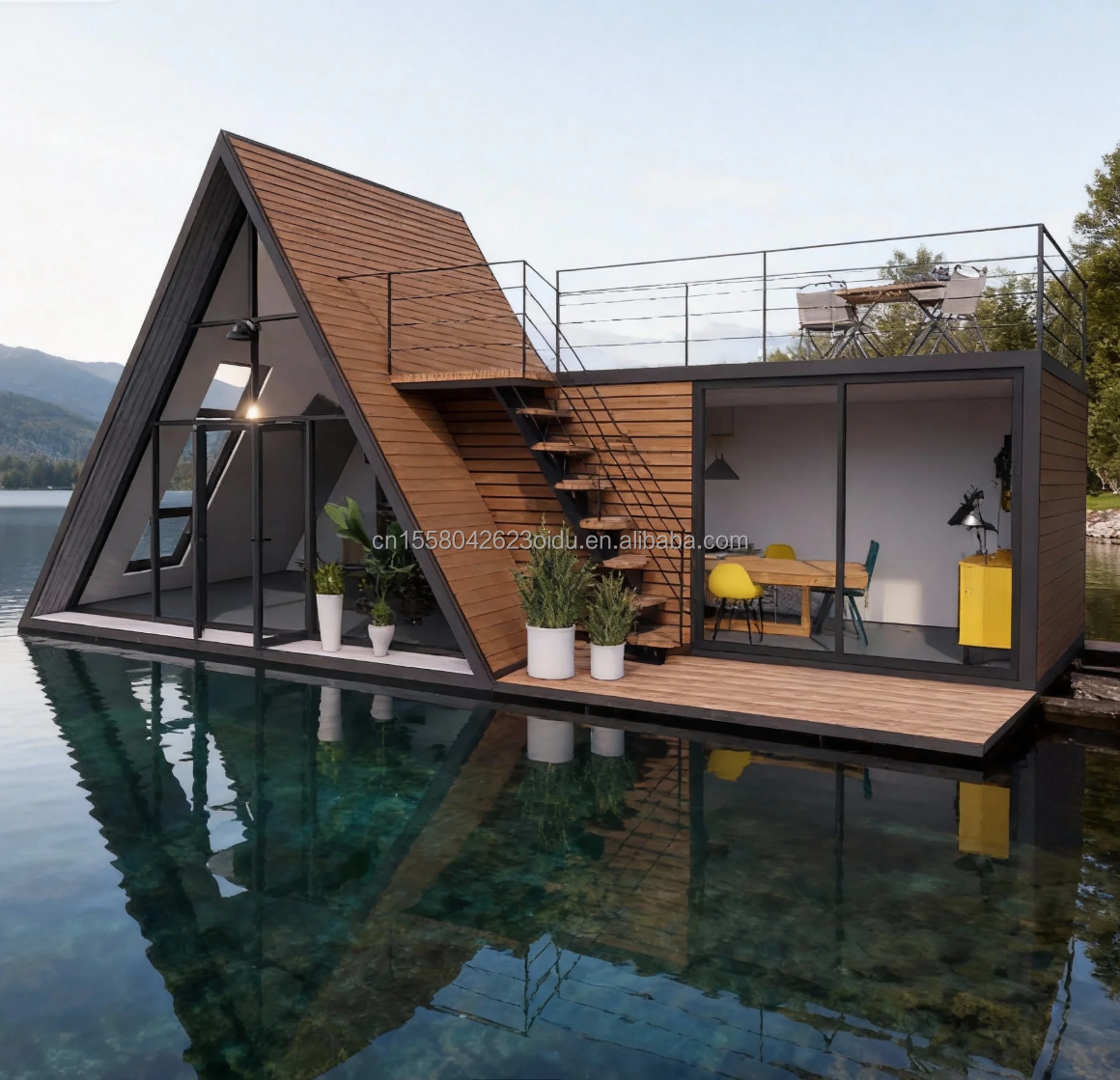 Luxury Modern A-Frame Low-rise Villa Heat-Insulated Modular Prefab Tiny Triangle House for Apartment or Prefab Cottage