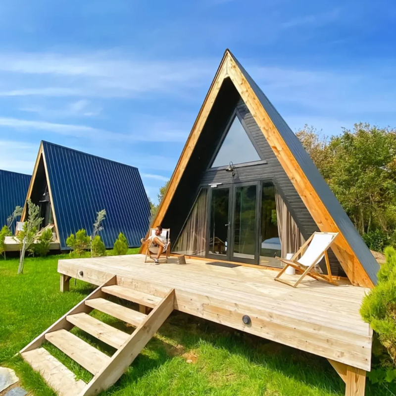 Luxury Modular Mobile Structure House Customizable Creative Sandwich Bedrooms Triangle Cabin Rustic Log Cottage Country Villa
