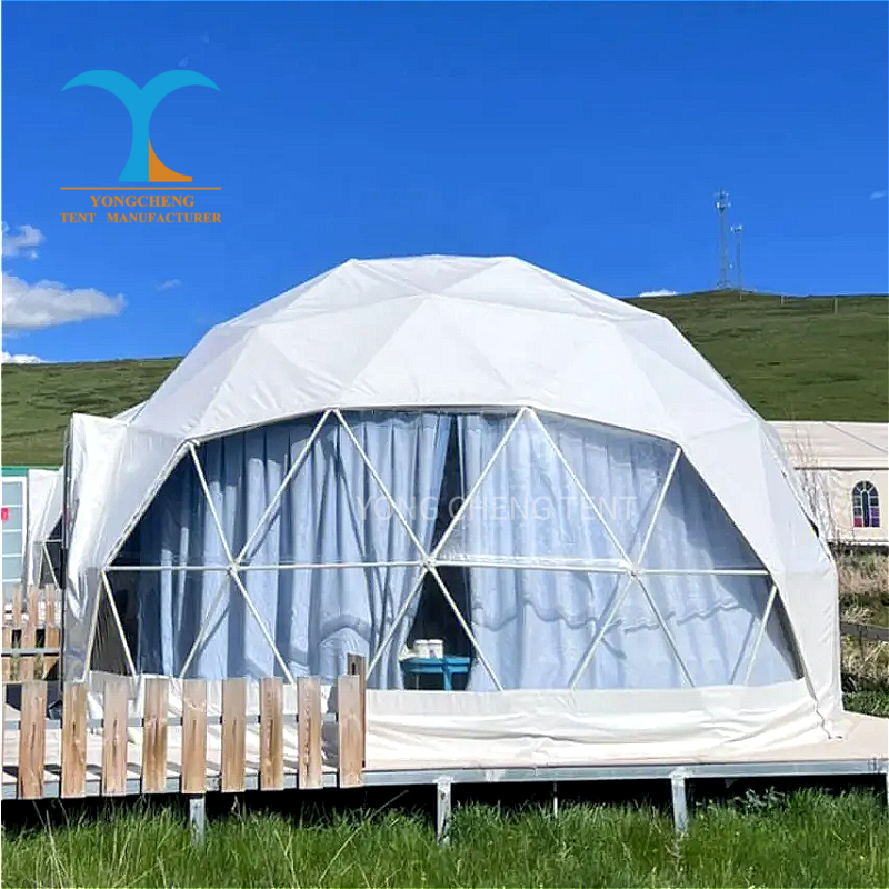 Luxury 6m Modern Glass Prefab Geodesic Dome Tent PVC Custom Aluminum For Outdoor Glamping Hotel En-Suite Scenic Areas Events