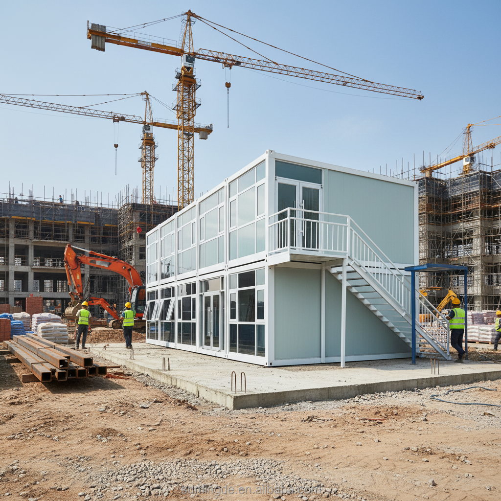 Mobile Steel Structure Prefab House Camp Refugee Housing Dormitory Canteen Container House Site Office Building Worker House