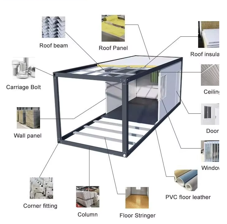 High Quality Breathable Customizable 20ft Container Home Modular Tiny Flat Pack House for Apartments Office Building Kitchen