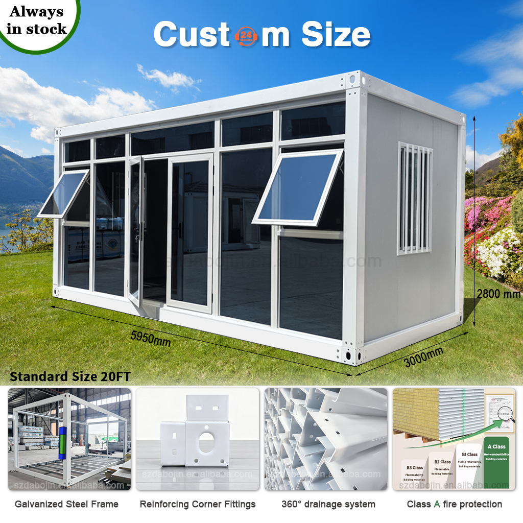 Quick Assembly Prefab Glass Curtain Wall Container House Flat Pack Modular Home For Resort Living Pod