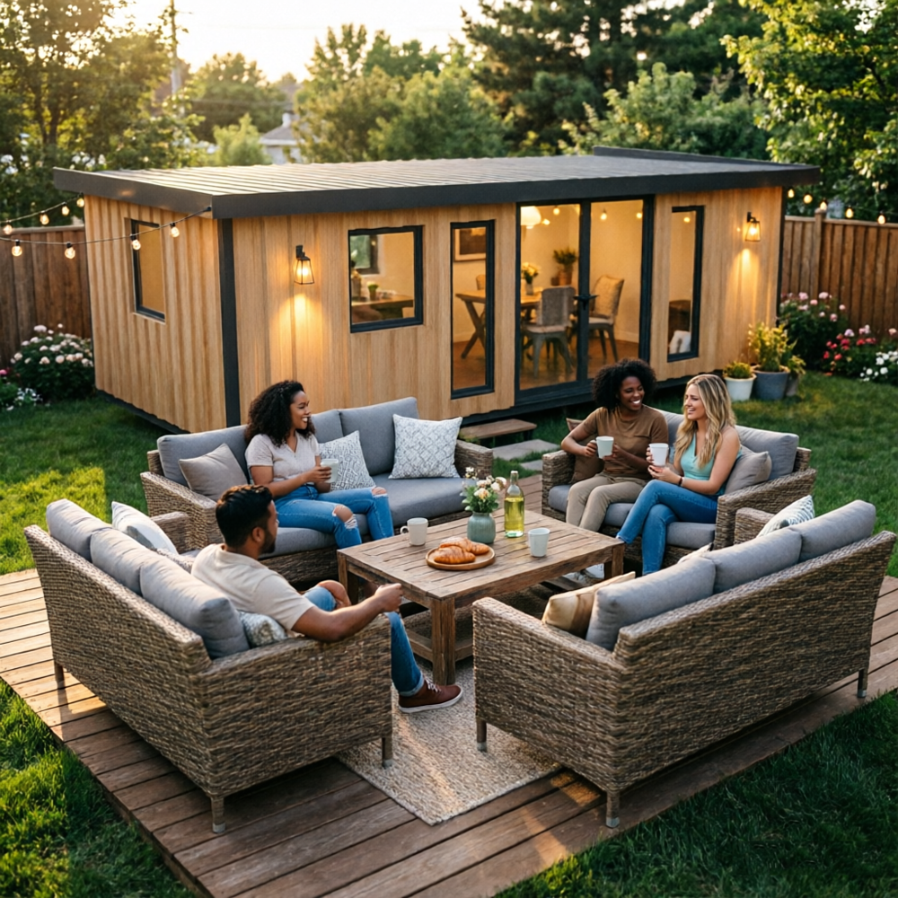 Prefabricated Guest House Backyard Garden Cabin Stylish Reception Room Suitable for Consulting or Small Business