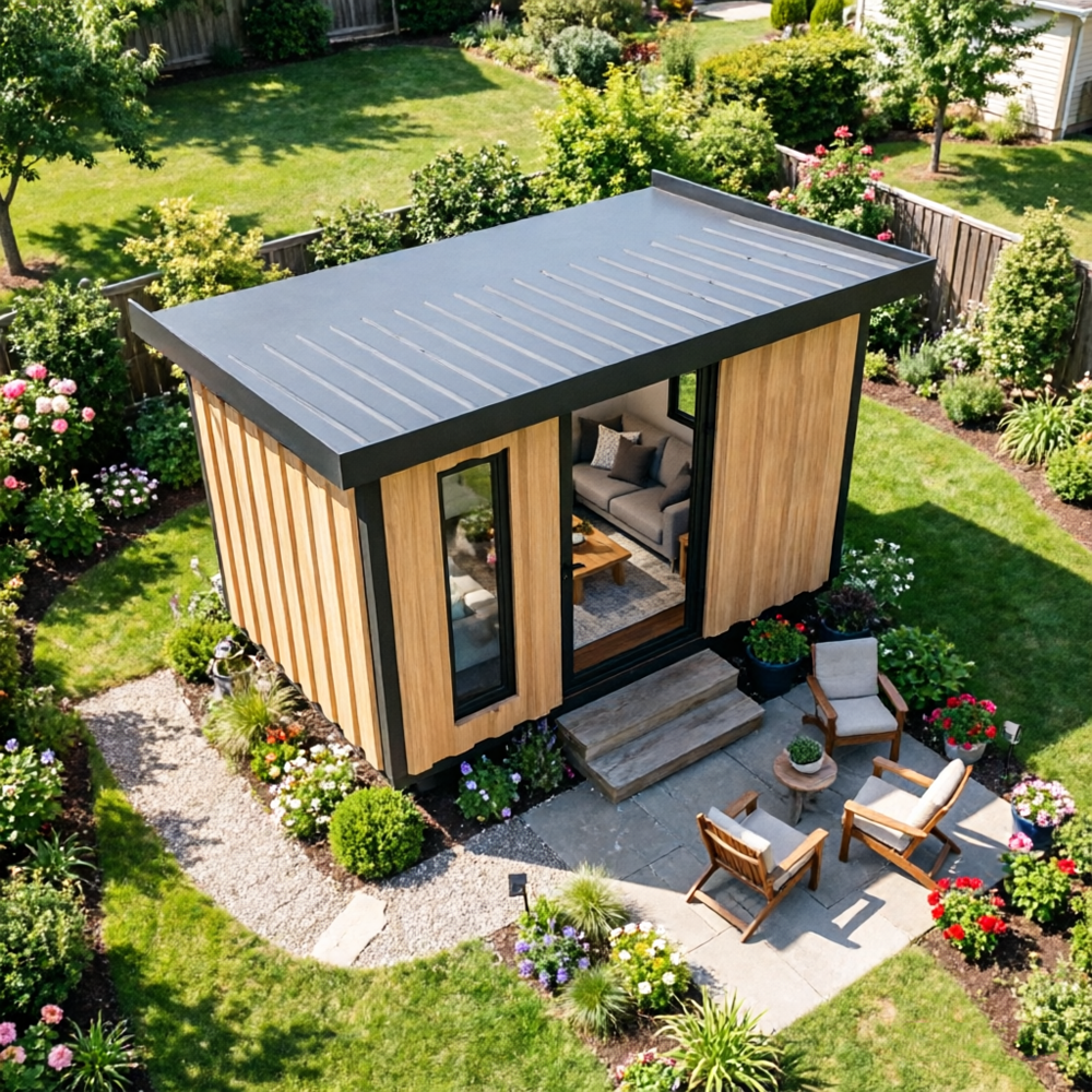 Prefabricated Guest House Backyard Garden Cabin Stylish Reception Room Suitable for Consulting or Small Business