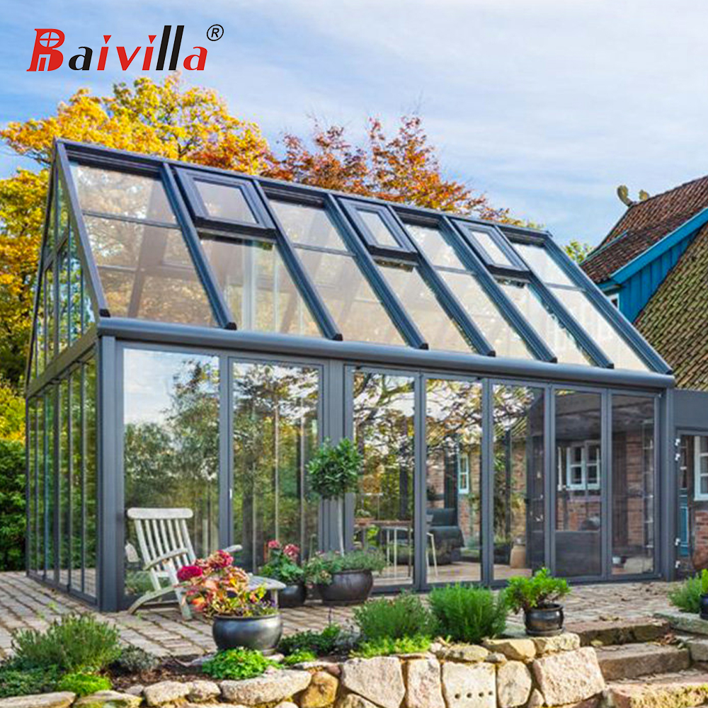 Aluminum Alloy Frame Glass Houses Veranda Sunroom With Tempered Glass All Season Sunroom Patio Enclosure House Winter Garden