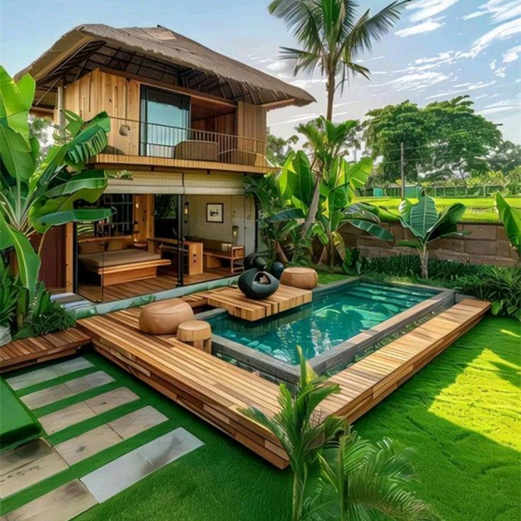 Wooden Luxury Modular Prefabricated Wooden House Tiny Home Ready-to-sleep Container Beach Villa Tiny House Beach House