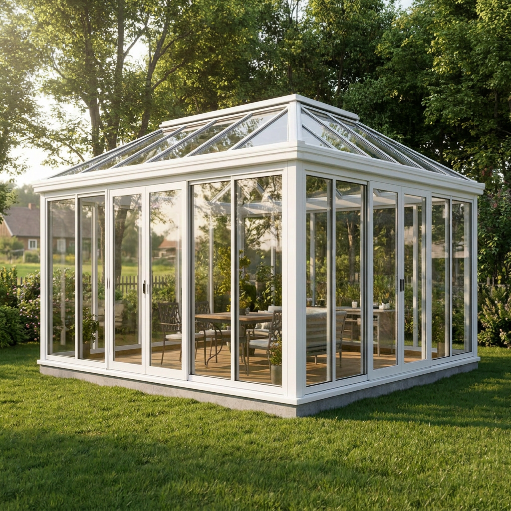Modern Modular Prefab Four Season Sunroom Glass Waterproof Solarium Hollow Aluminum Sun House Polygon Residential Outdoor