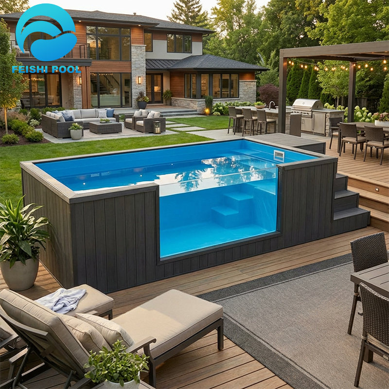 Rooftop Backyard Small Swimming Spa Plunge Pool Window Family House Hotel Resort Outdoor Above Ground Container Pool For Sale