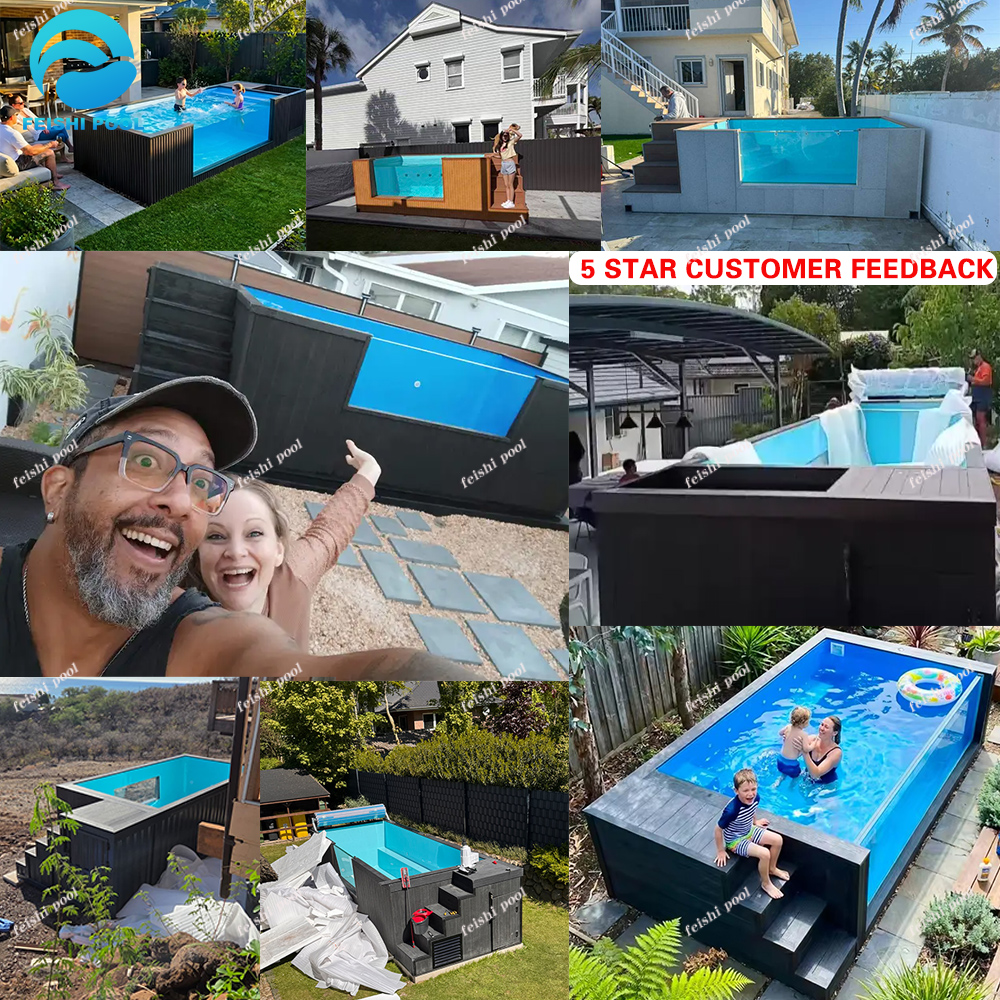 New Design Outdoor Large Luxury Jacuzzi Above Ground Swim Spa House Prefab Fiberglass Shipping Container Swimming Pool 40ft