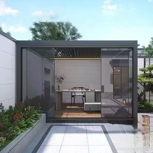 3X3 3X4 4X4 6X4m Modern Outdoor Aluminum Pergola Motorized Glass House Winter Garden Sunroom Easy Install High Light