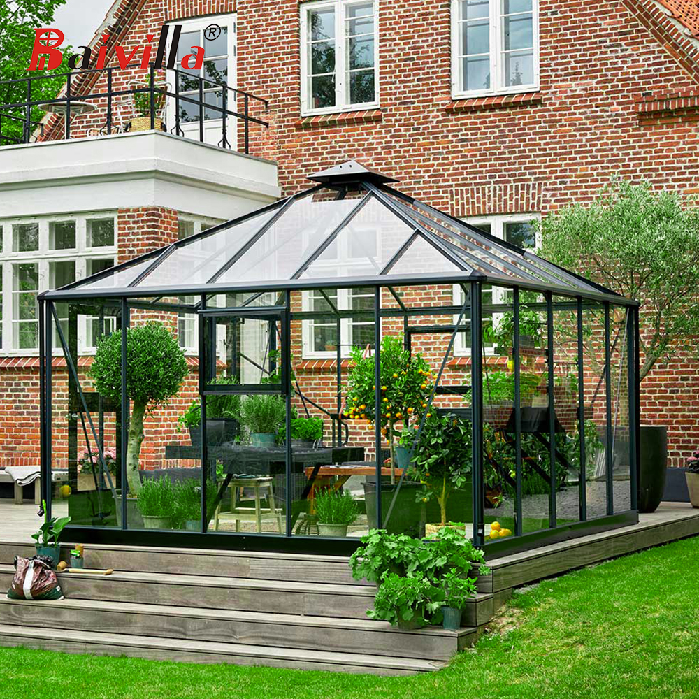 Aluminum Alloy Frame Glass Houses Veranda Sunroom With Tempered Glass All Season Sunroom Patio Enclosure House Winter Garden