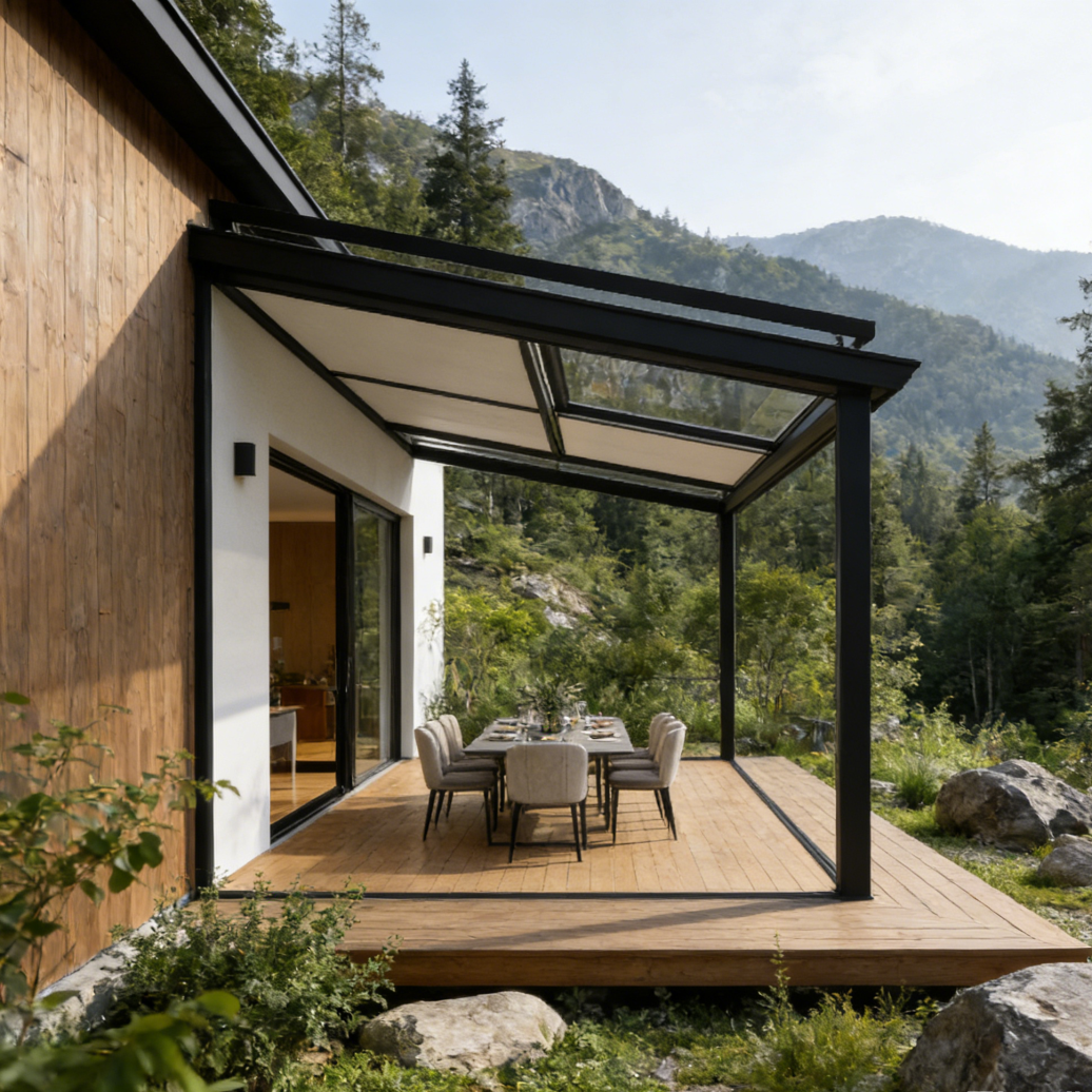 Modern Aluminum Alloy Sunroom For Villa &amp; Farmhouse Free Standing &amp; Attached Options Double Tempered Glass Customizable Size