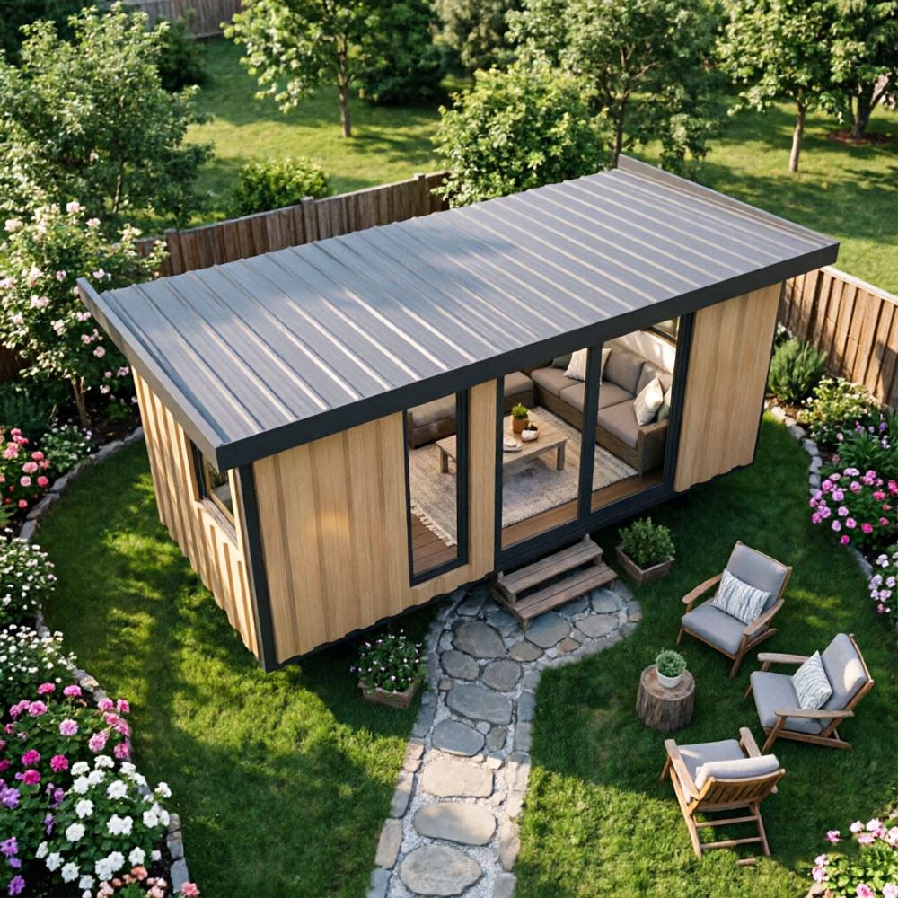 Prefabricated Guest House Backyard Garden Cabin Stylish Reception Room Suitable for Consulting or Small Business