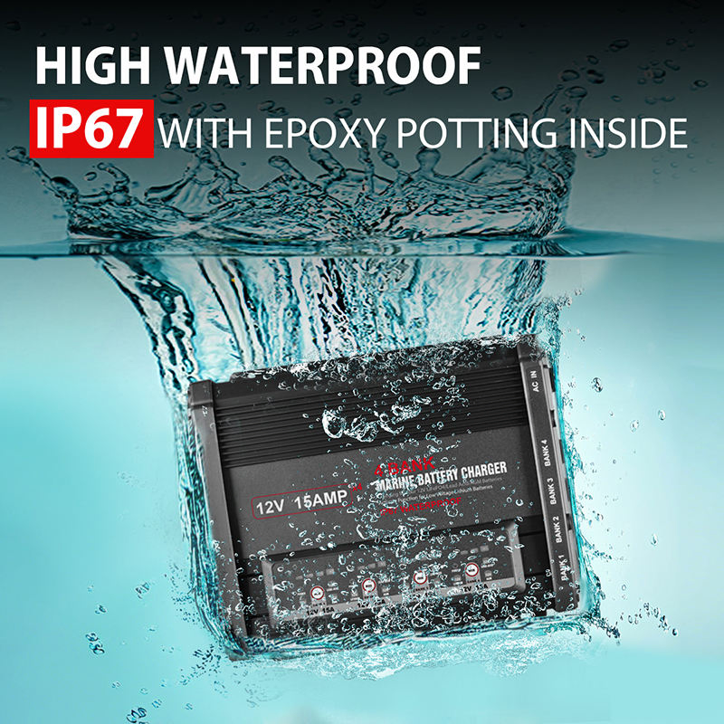 60A 4-Bank Marine Charger 12V Lithium Battery Charger Compatible with Lifep04 All Lithium Batteries for Boats Golf Carts Rvs