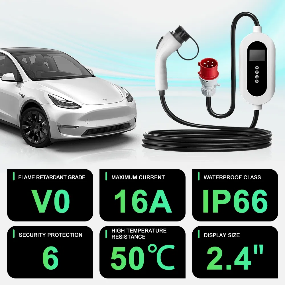 Portable EV Charger 11kw 16A/32A GB/T AC Electric Vehicle Charging Cable with Industrial Plug
