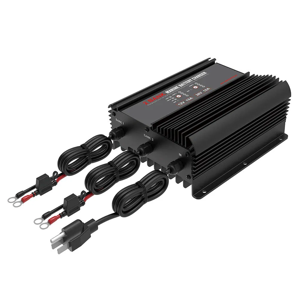 Dual Bank 12V/24V/36V 15A Waterproof Marine Battery Charger for AGM Lifep04 RV Boat for RV Boat Use