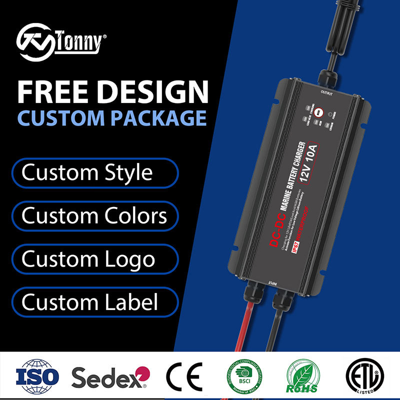 Waterproof IP67 Smart DC to DC Marine Charger 12/12-Volt 10 AMP for Dual Battery Systems