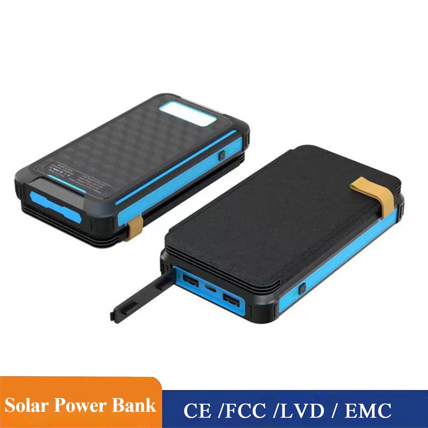 Travel-Friendly Waterproof Power Bank with Solar Charging Capability
