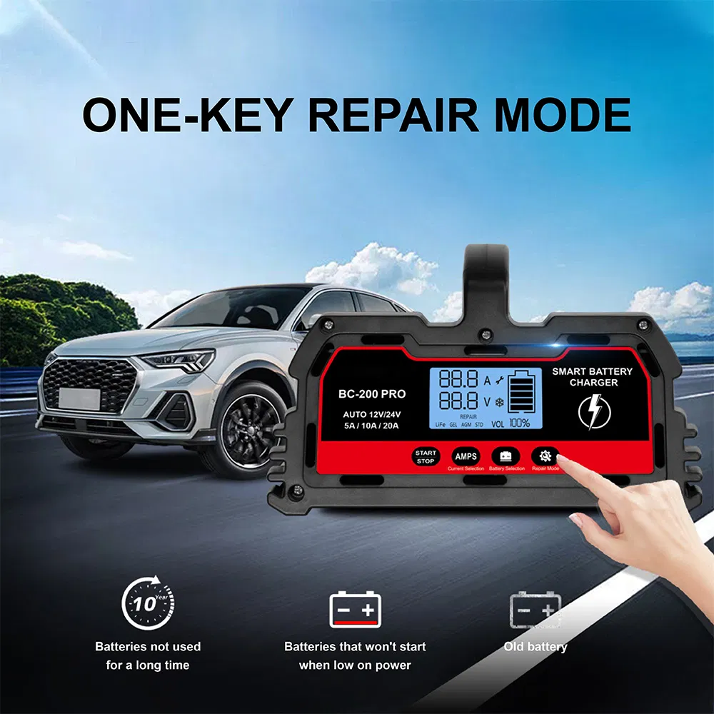 12V 24V 15A 20A 25A 30A 375W Smart Battery Charger Lead Acid Battery 12V LiFePO4 Fast Charger Portable