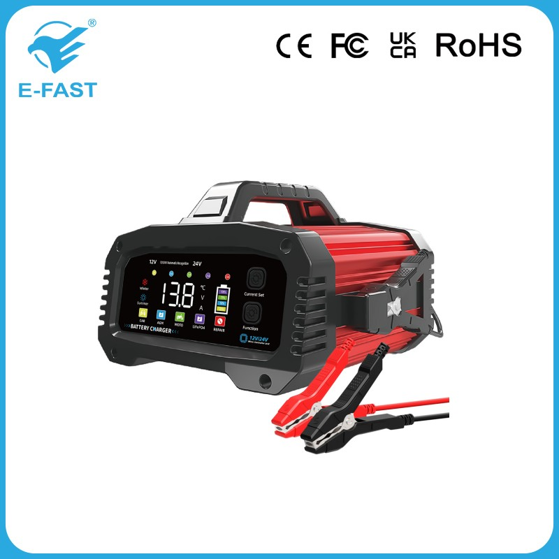 12V 24V Car Battery Charger 25A 20A 15A 8A 2A Lithium Ion and Lead Acid Battery Charger with Aluminum Case