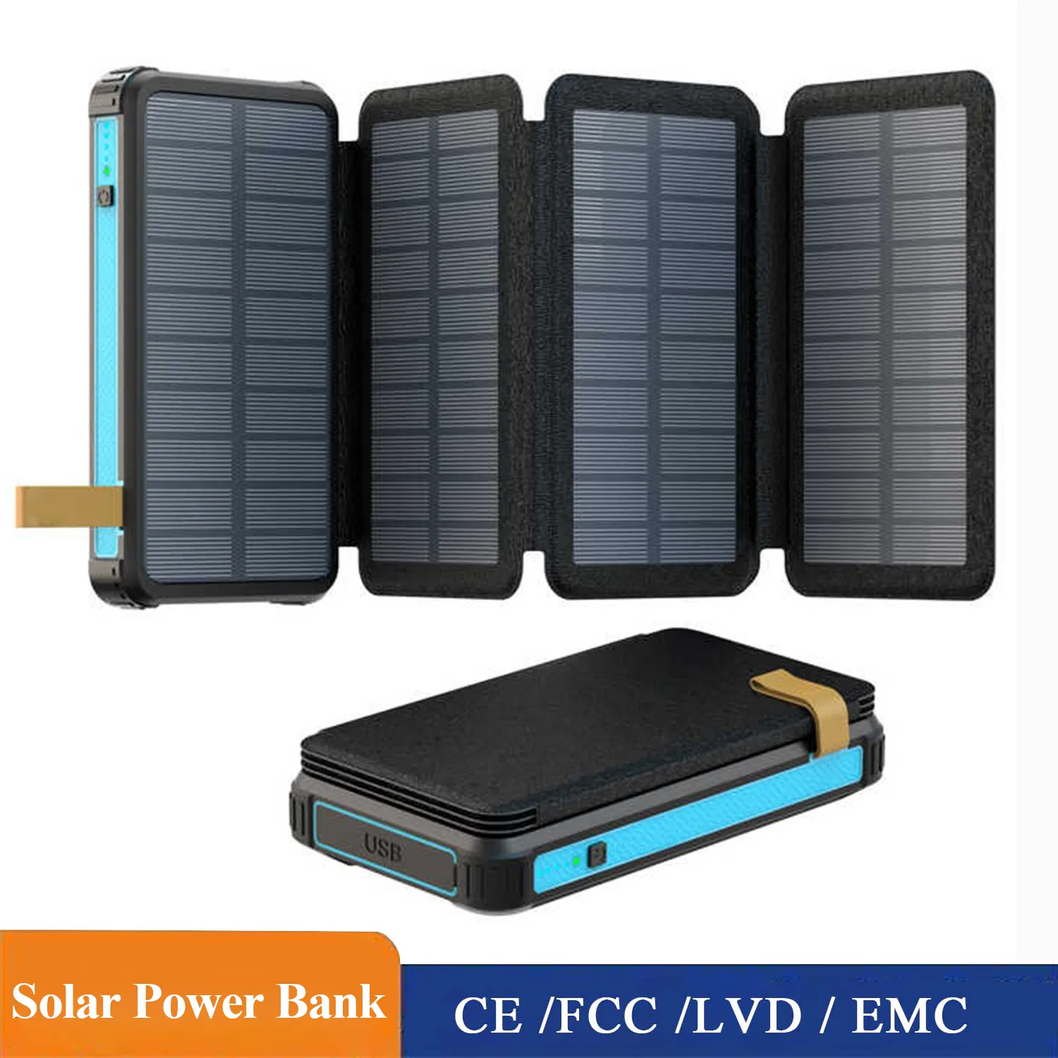 High-Capacity Solar Power Bank with 4 Foldable Panels