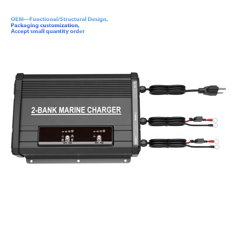 Marine Battery Charger: 12V15A &amp; 24V10A, on-Board, Lead-Acid/Lithium/LiFePO4, Waterproof IP67