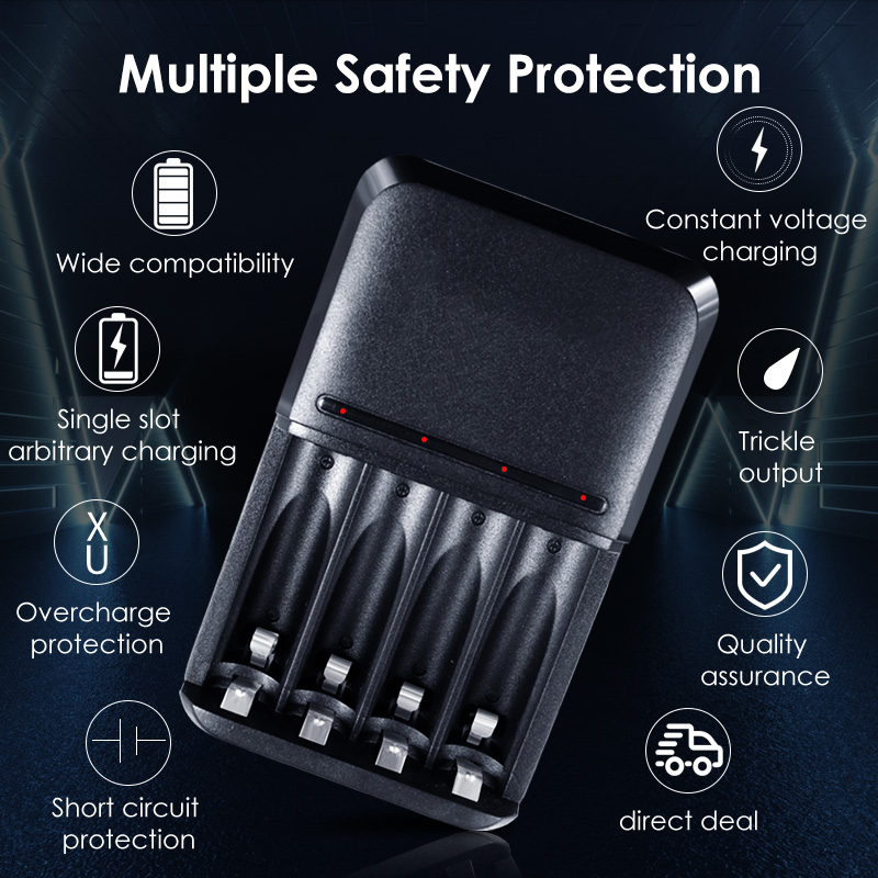 4bay Fast Smart Battery Charger for AA &amp; AAA Rechargeable Batteries American Plug