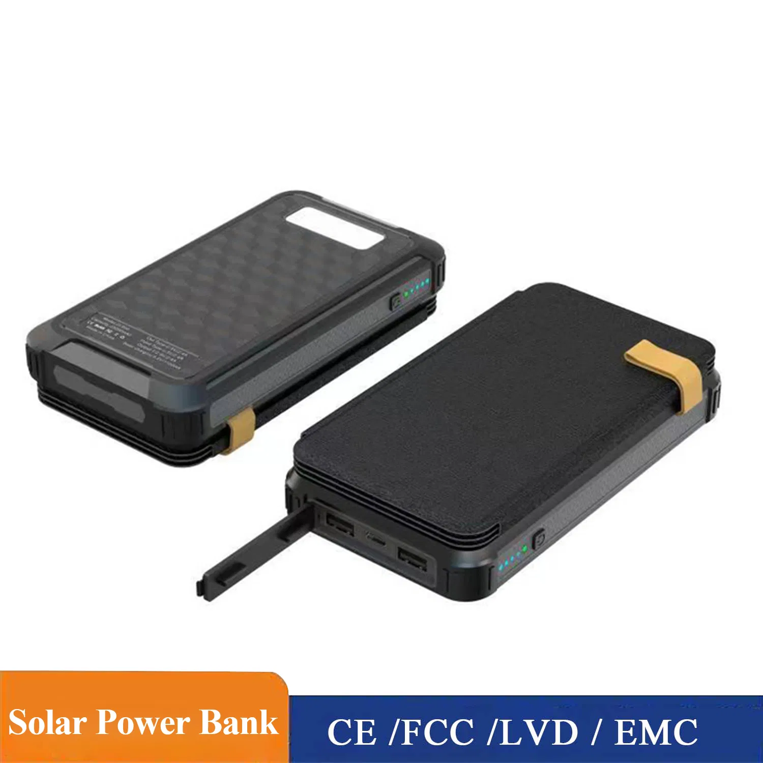 Customized 25000mAh Waterproof Wireless Powerbank with Type-C LED 4 Foldable Solar Panel