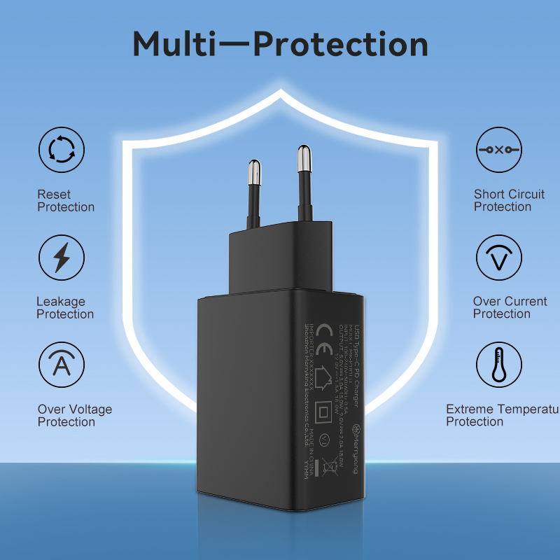 Merryking Professional Manufacturer CE UL FCC SAA Certification 18W Pd Type C USB Fast Smart Mobile Phone Battery Travel Wall Charger for Phone 17 PRO Max