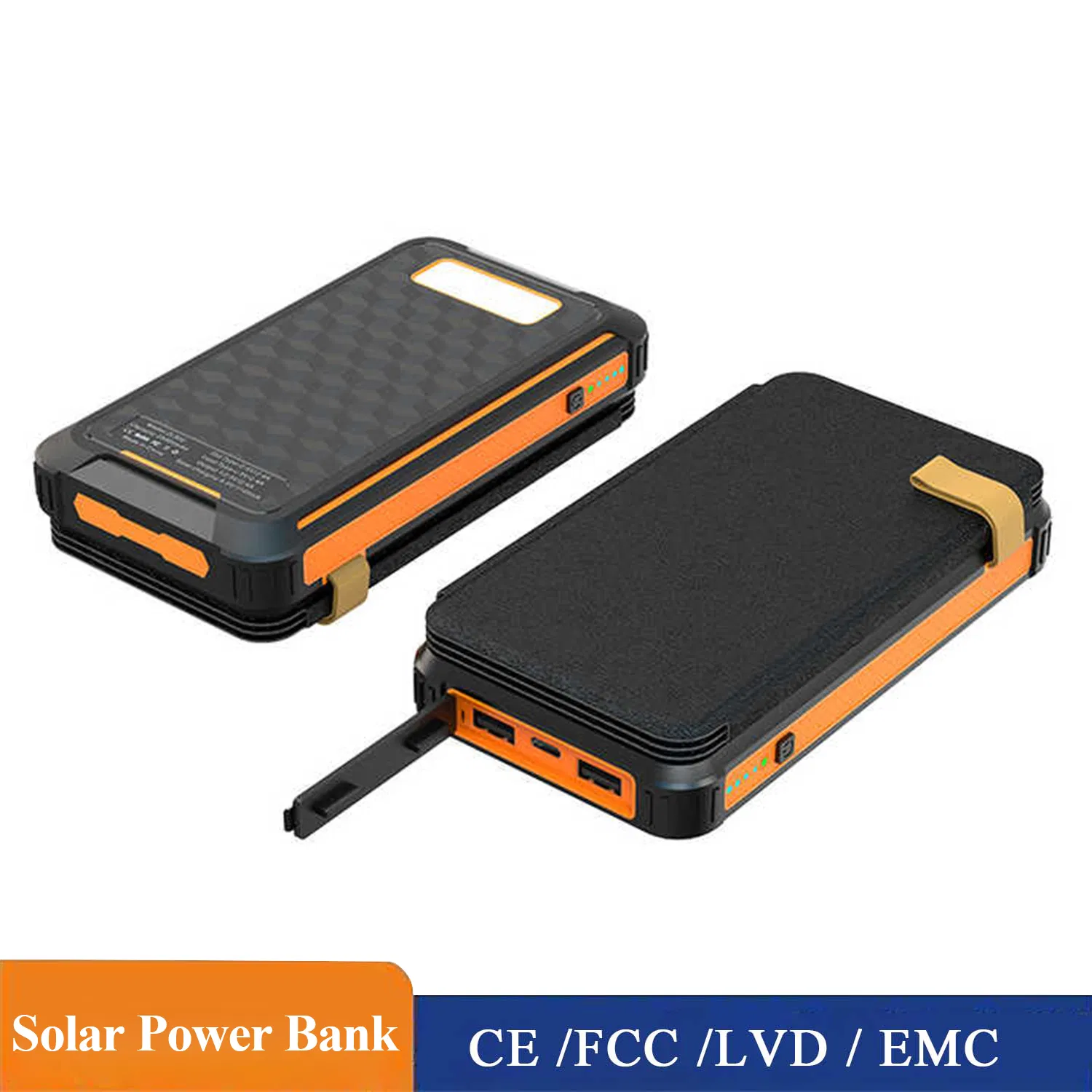 Travel-Friendly Waterproof Power Bank with Solar Charging Capability