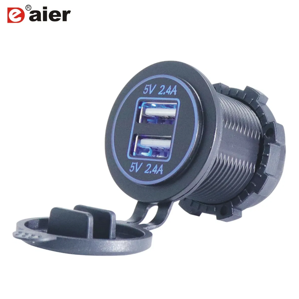 IP66 Waterproof Power Outlet for 12V/24V Car Boats and Marine Motorcycle Truck SUV UTV Dual 5V/4.2A USB Car Charger Ds2013h