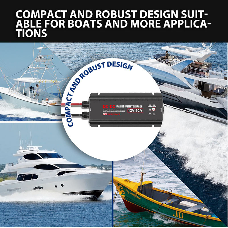 Waterproof IP67 Smart DC to DC Marine Charger 12/12-Volt 10 AMP for Dual Battery Systems