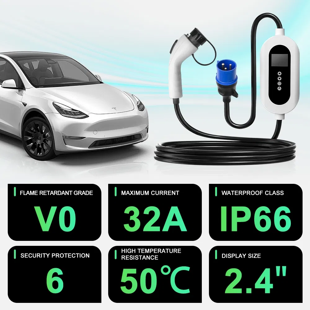 Portable EV Charger 7kw 32A GB/T AC Electric Vehicle Charging Cable with Industrial Plug