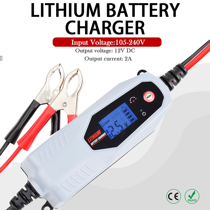 12V, 1.5A Auto Automatic Smart Lithium Battery Charger/Maintainer, with 12V Li-ion, Lipo, LiFePO4 Batteries