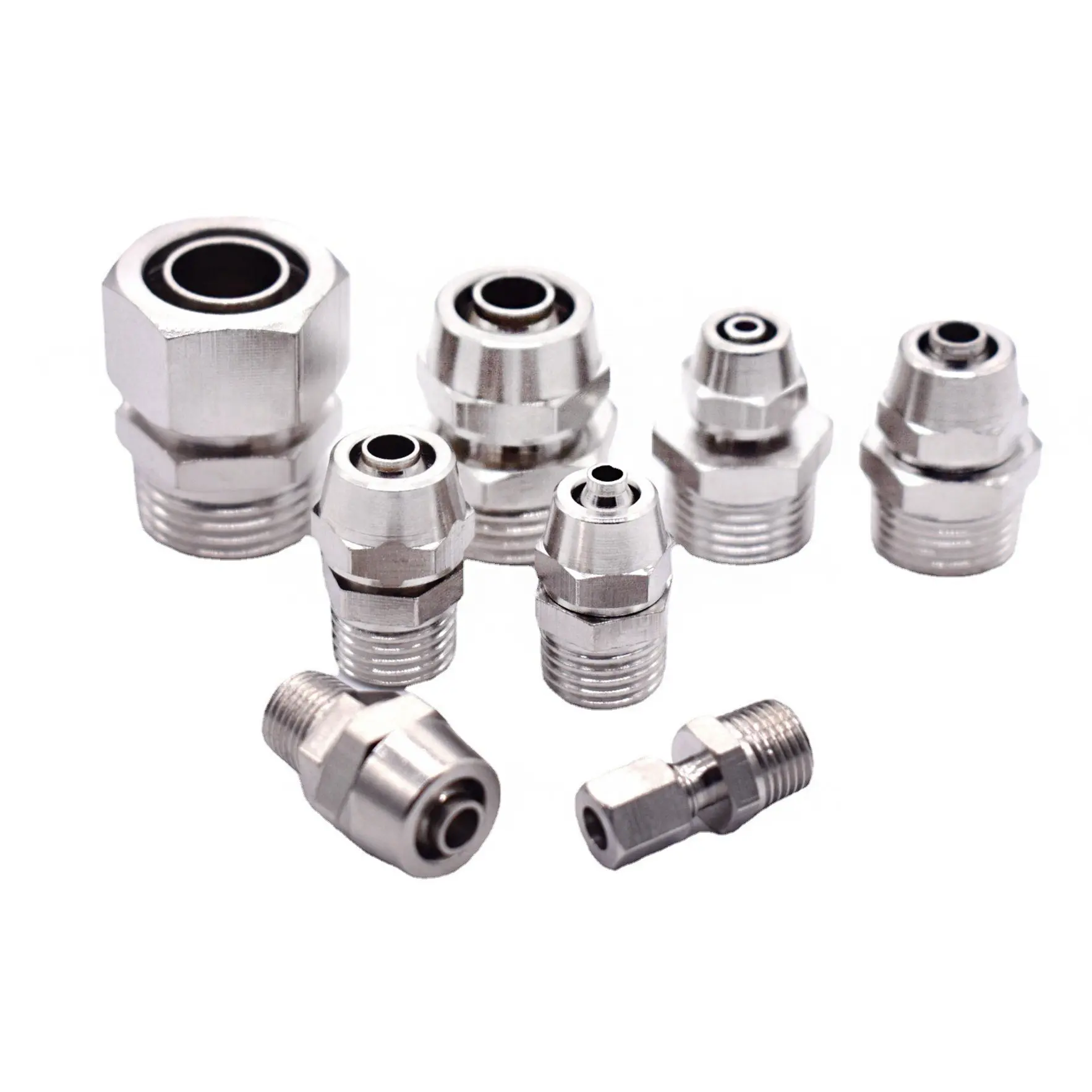 PC-straight male push on fittings (flat cap)