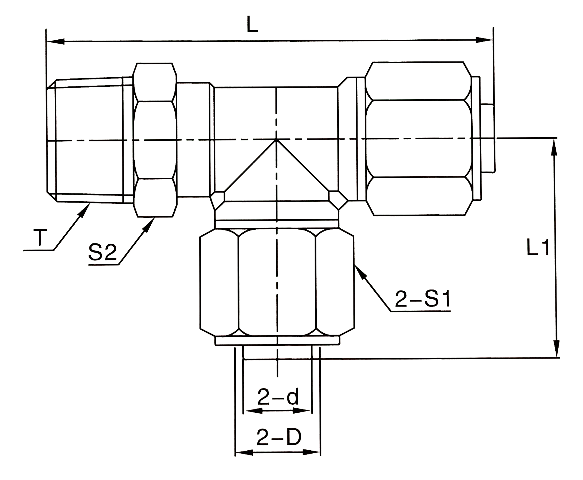 PD-T type lateral thread push on fittings type 1