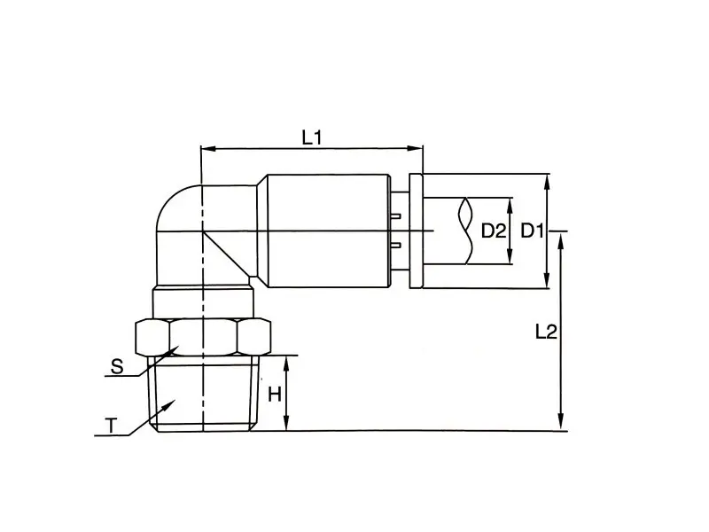 PL-Elbow push in fitting 3D diagram