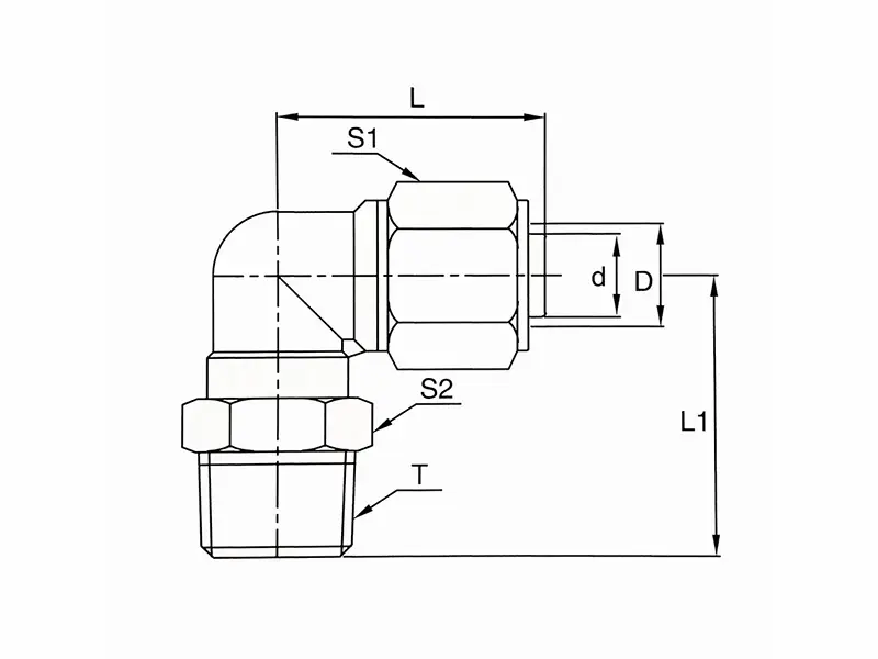 PL-Elbow male push on fittings dimensions