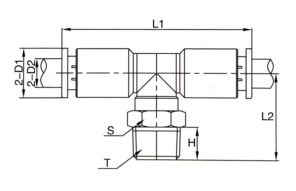 PB-T type middle thread push in fittings